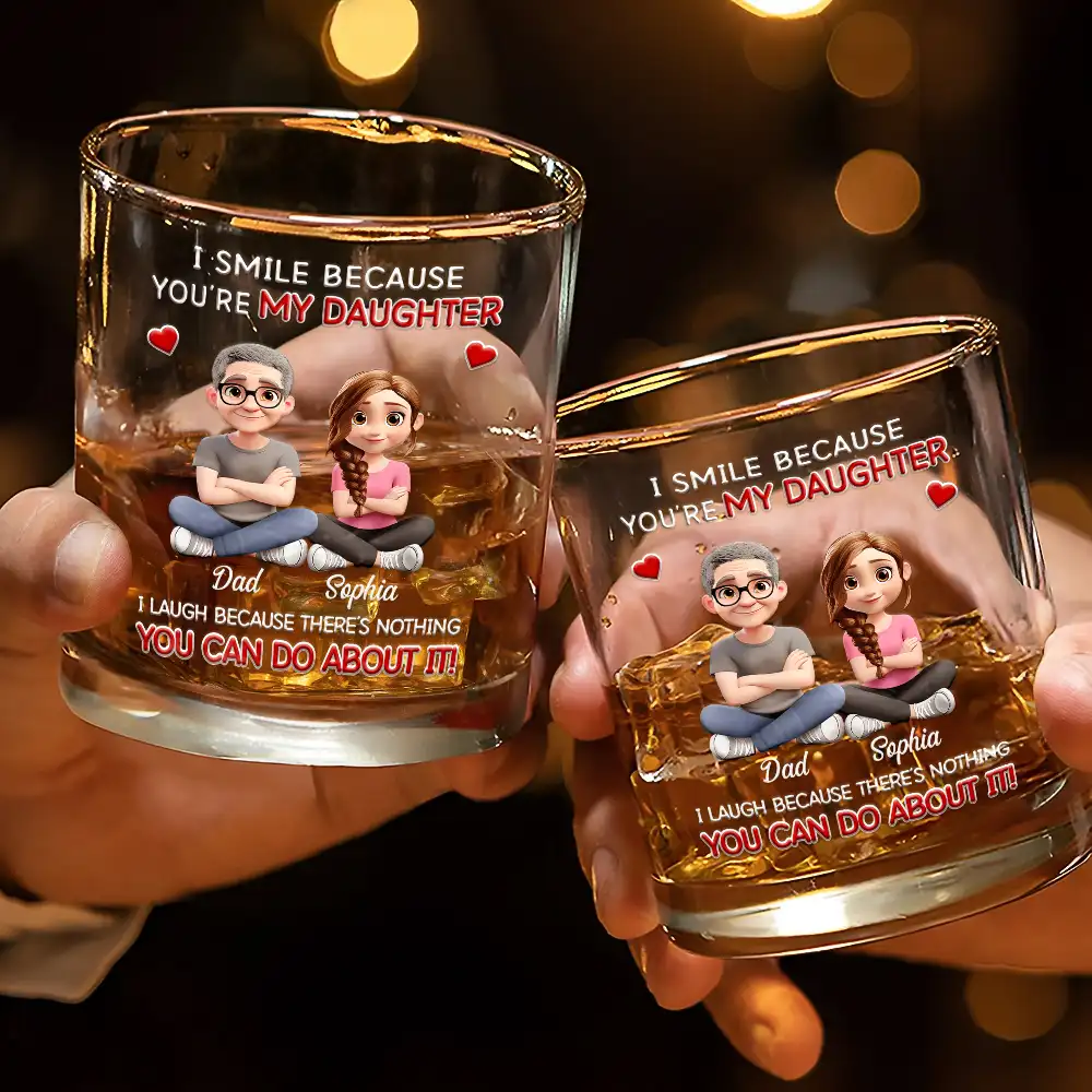 I Smile Because You Are My Son Daughter - Personalized Whiskey Glass - Image 3