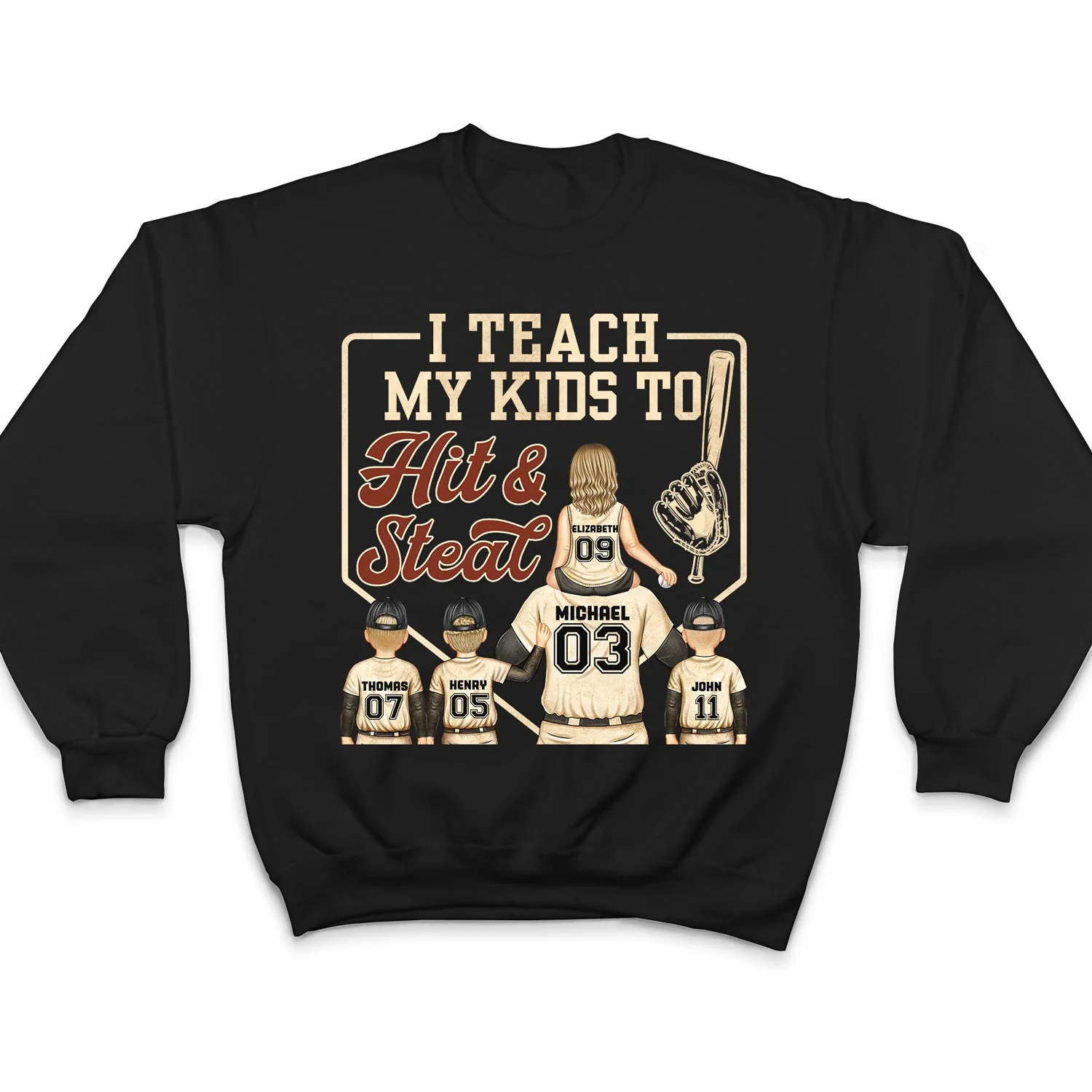 I Teach My Kids To Hit And Steal - Gift For Dad, Father, Baseball, Softball Fans - Personalized Custom T Shirt - Image 5