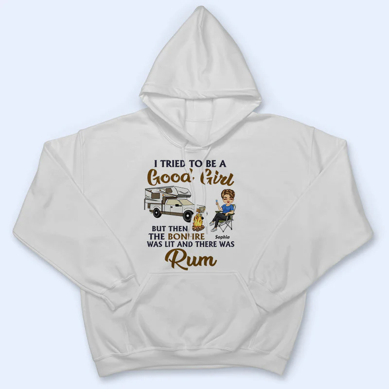 I Tried To Be A Good Girl Camping - Personalized Custom T Shirt - Image 4