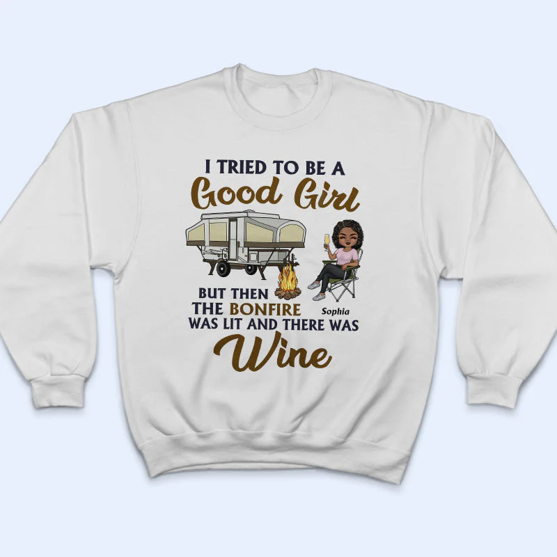 I Tried To Be A Good Girl Camping - Personalized Custom T Shirt - Image 5
