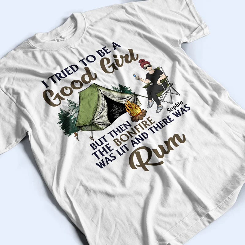 I Tried To Be A Good Girl - Gift For Camping Lovers - Personalized Custom T Shirt - Image 3
