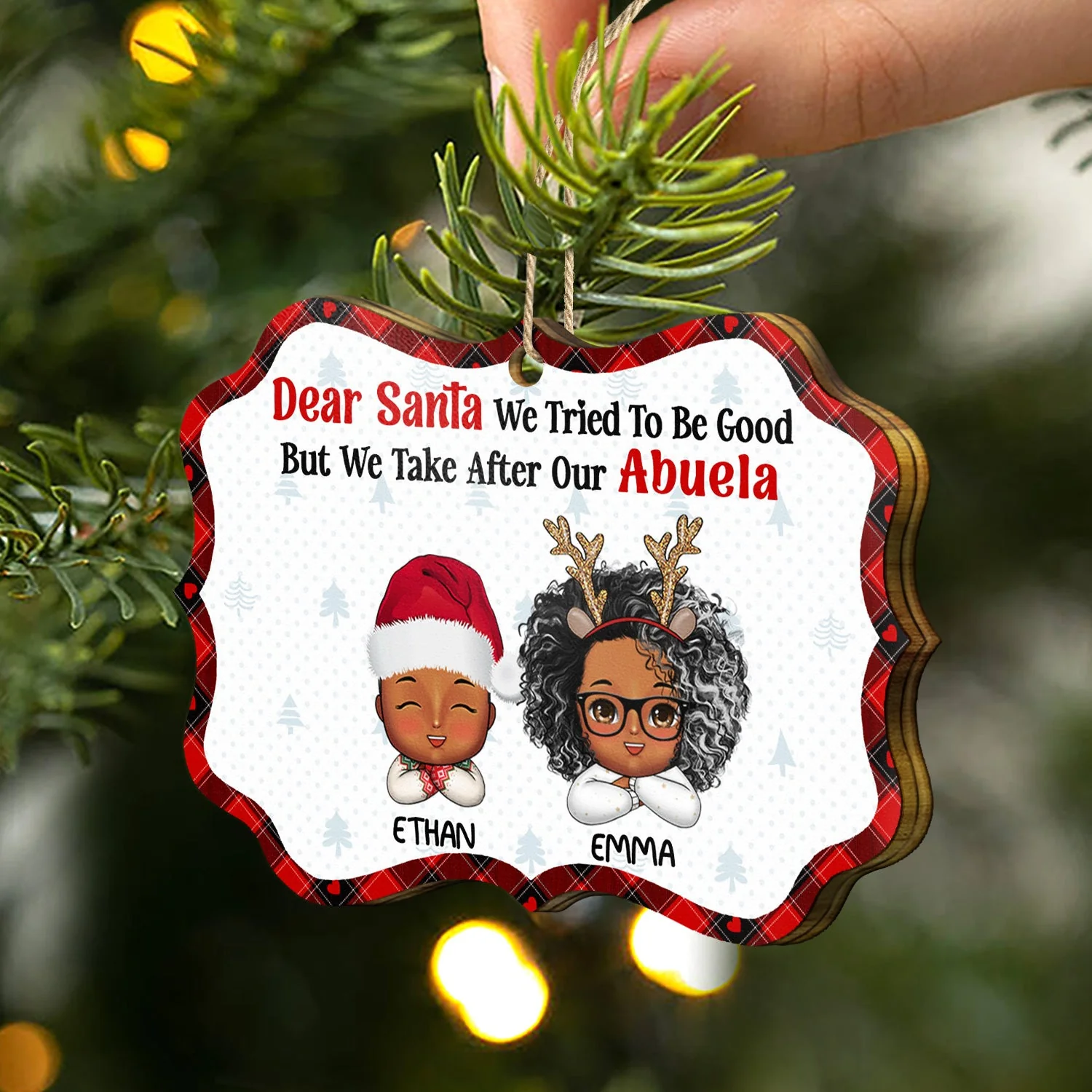 I Tried To Be Good - Christmas, Loving Gift For Grandpa, Grandma, Grandparents - Personalized Medallion Wooden Ornament - Image 2