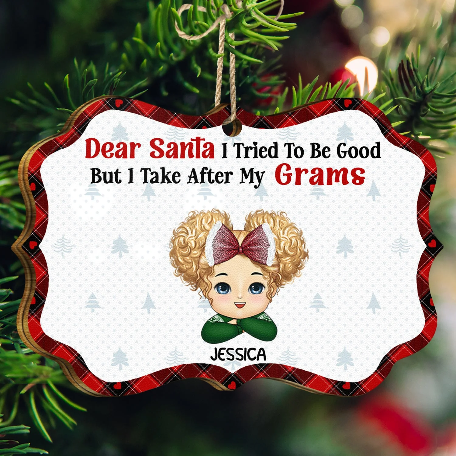 I Tried To Be Good - Christmas, Loving Gift For Grandpa, Grandma, Grandparents - Personalized Medallion Wooden Ornament - Image 3