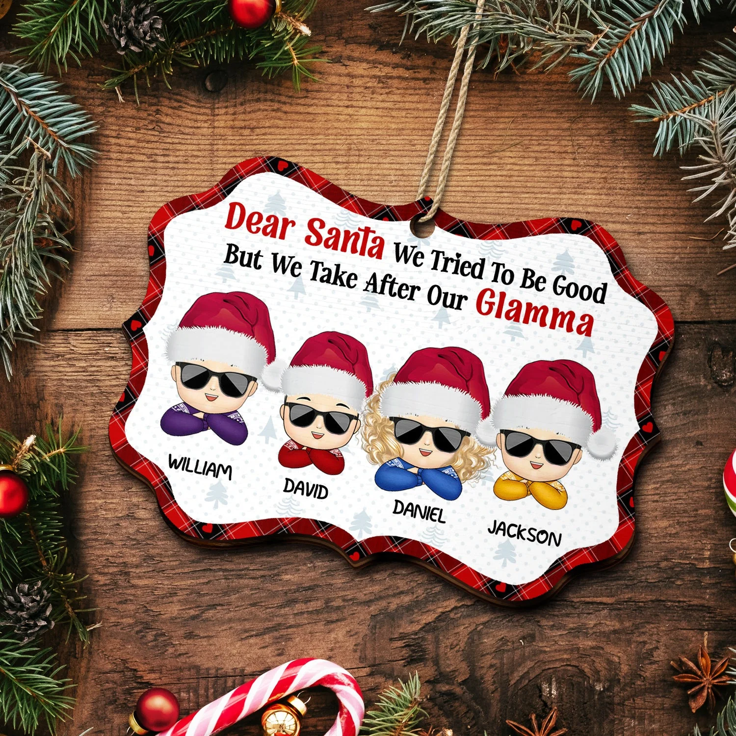 I Tried To Be Good - Christmas, Loving Gift For Grandpa, Grandma, Grandparents - Personalized Medallion Wooden Ornament - Image 5