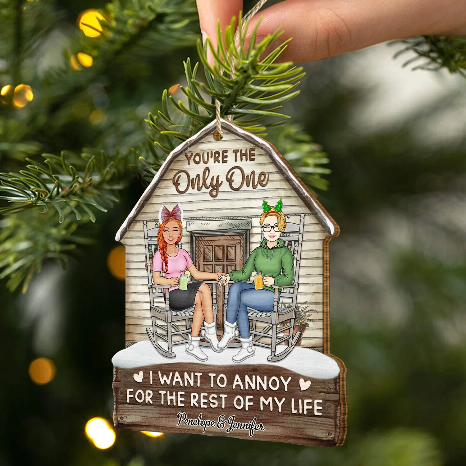 I Want To Annoy For The Rest Of My Life - Christmas Gift For Couples - Personalized Custom Shaped Wooden Ornament - Image 2