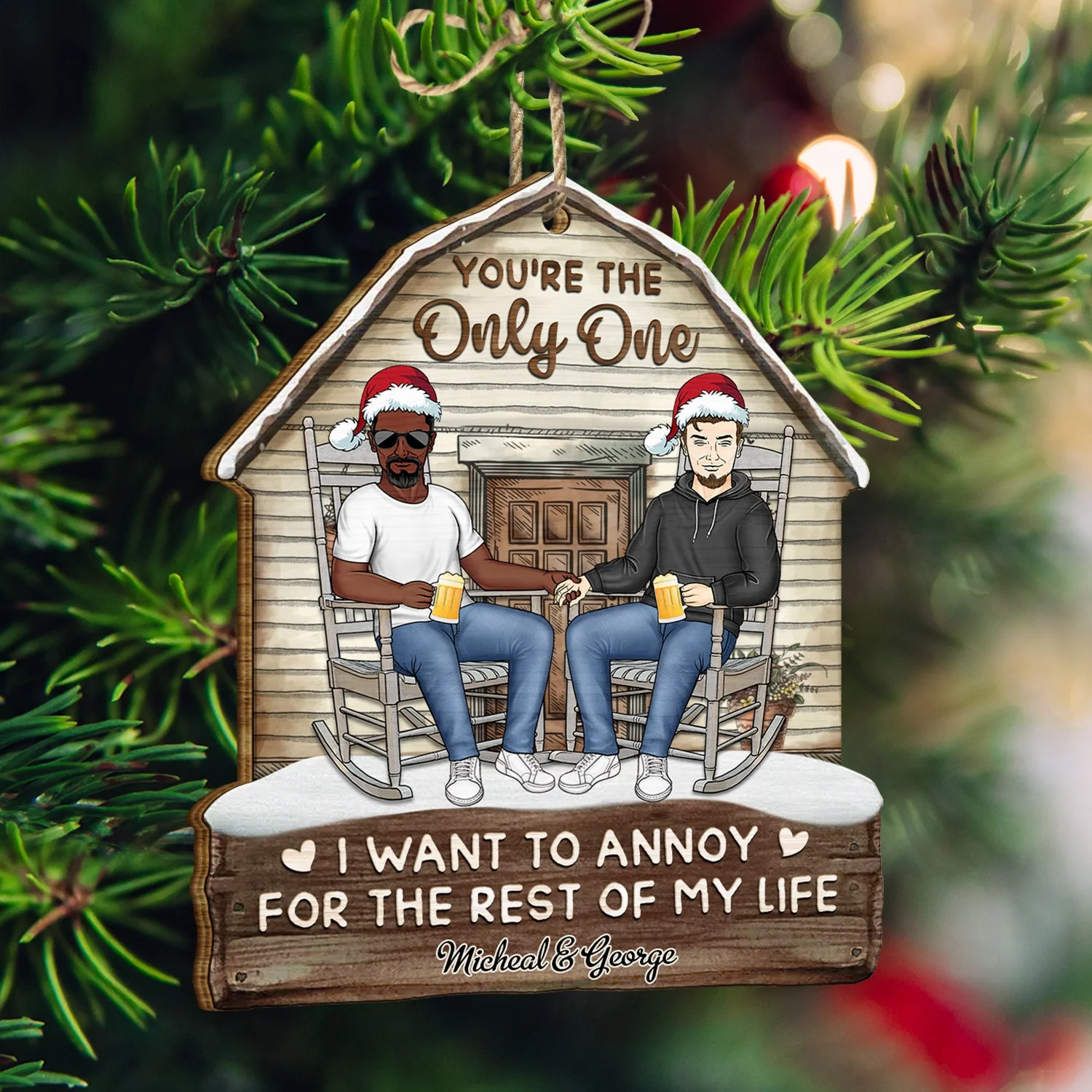 I Want To Annoy For The Rest Of My Life - Christmas Gift For Couples - Personalized Custom Shaped Wooden Ornament - Image 3