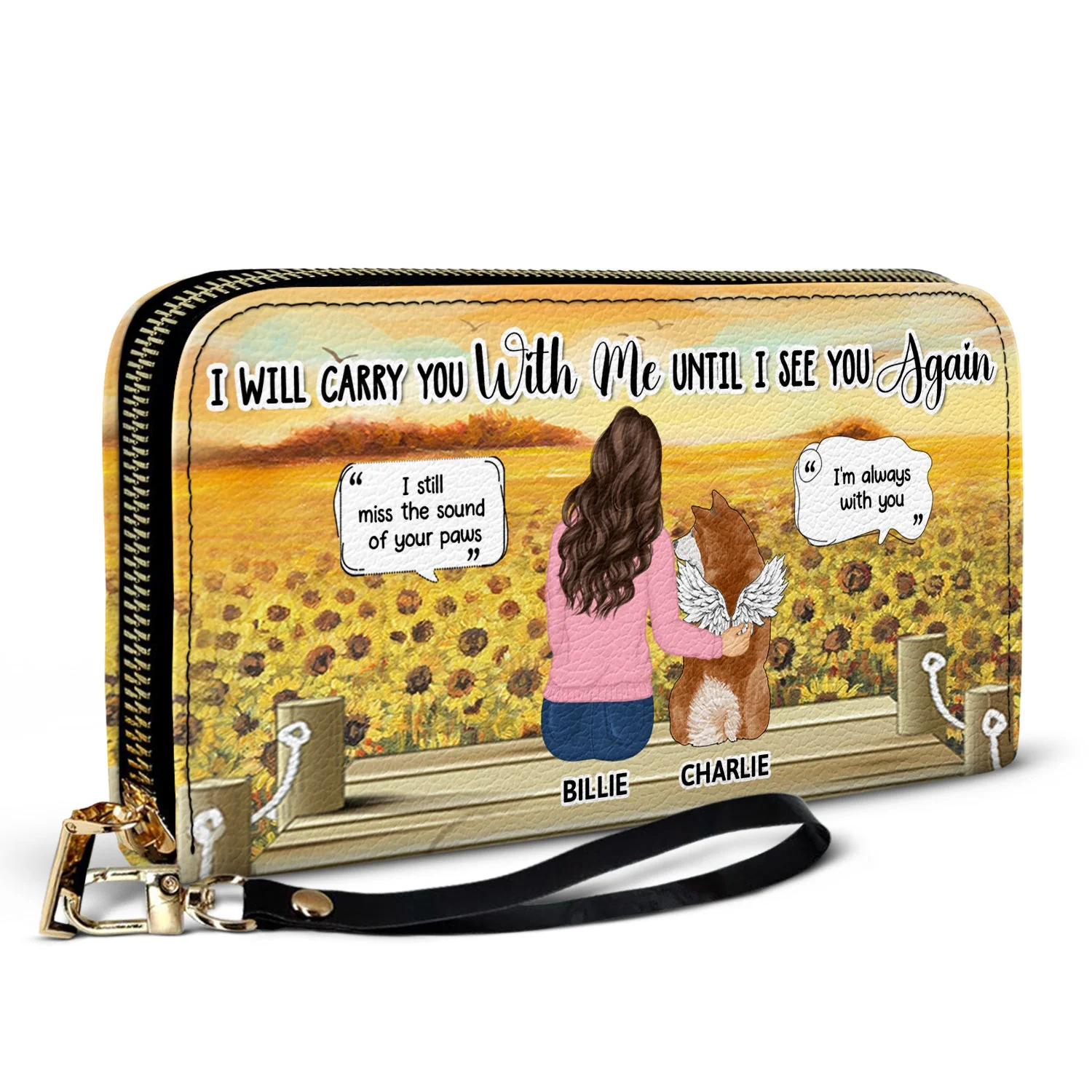 I Will Carry You Until I Can See You Again - Memorial Gift For Pet Lovers, Dog Mom, Cat Mom - Personalized Leather Long Wallet - Image 2