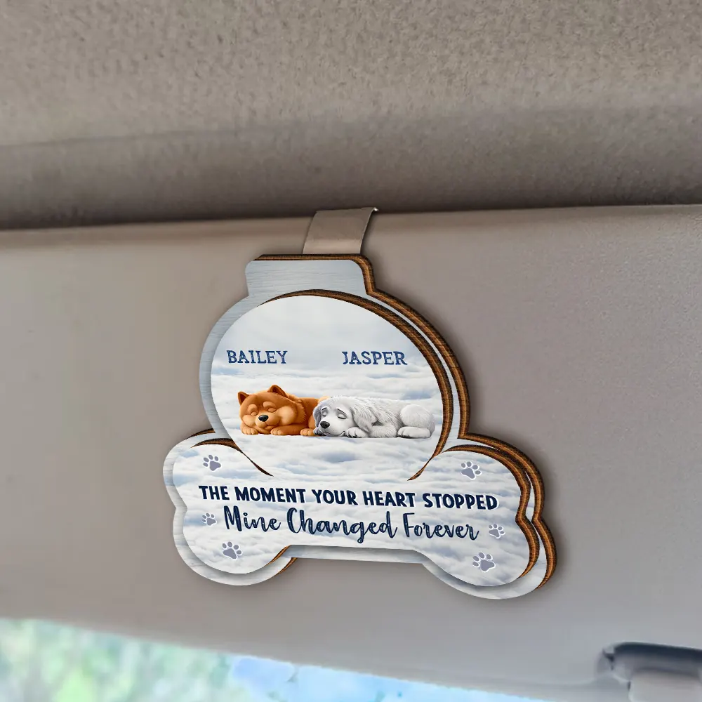 I Will Carry You With Me Dog Lovers - Personalized Custom Shaped Car Visor Clip - Image 2