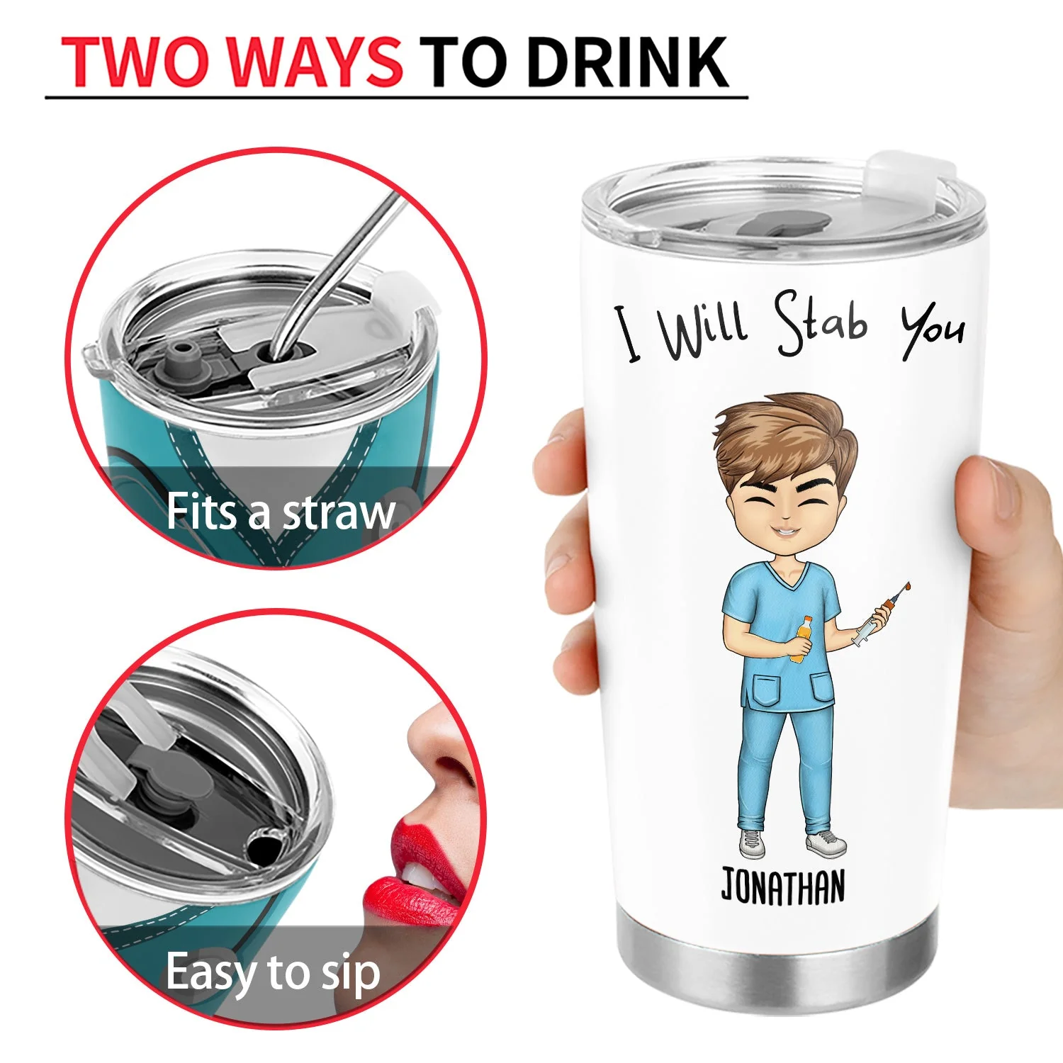 I Will Stab You - Gift For Nurse, Sister, Besties - Personalized Custom Tumbler - Image 4