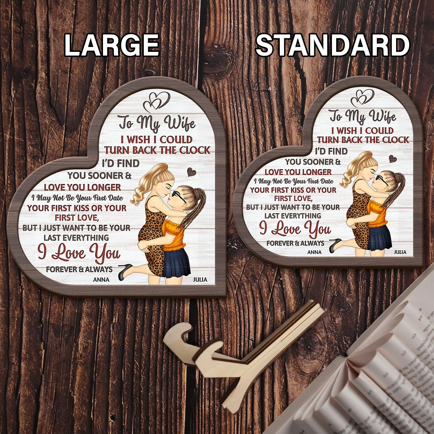I Wish I Could Turn Back The Clock - Anniversary, Loving Gift For Couples, Husband, Wife - Personalized 2-Layered Wooden Plaque With Stand - Image 6