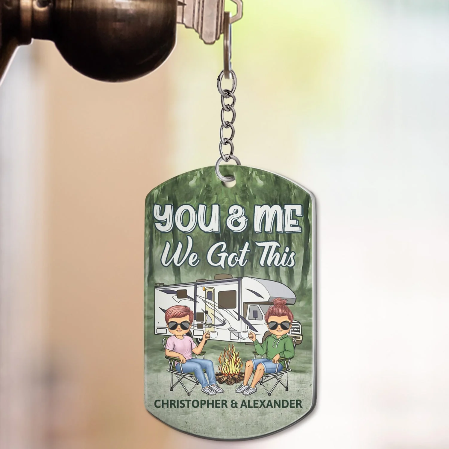 I Wish I Could Turn Back The Clock - Anniversary, Loving Gifts For Couples, Husband, Wife, Camping Lovers - Personalized Aluminum Keychain - Image 3