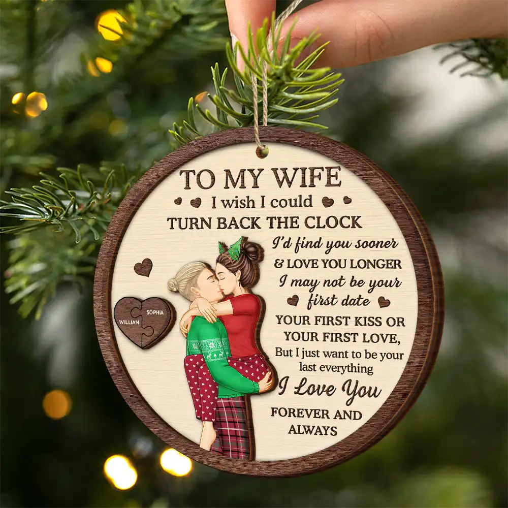 I Wish I Could Turn Back The Clock Couples - Personalized 2-Layered Wooden Ornament - Image 2