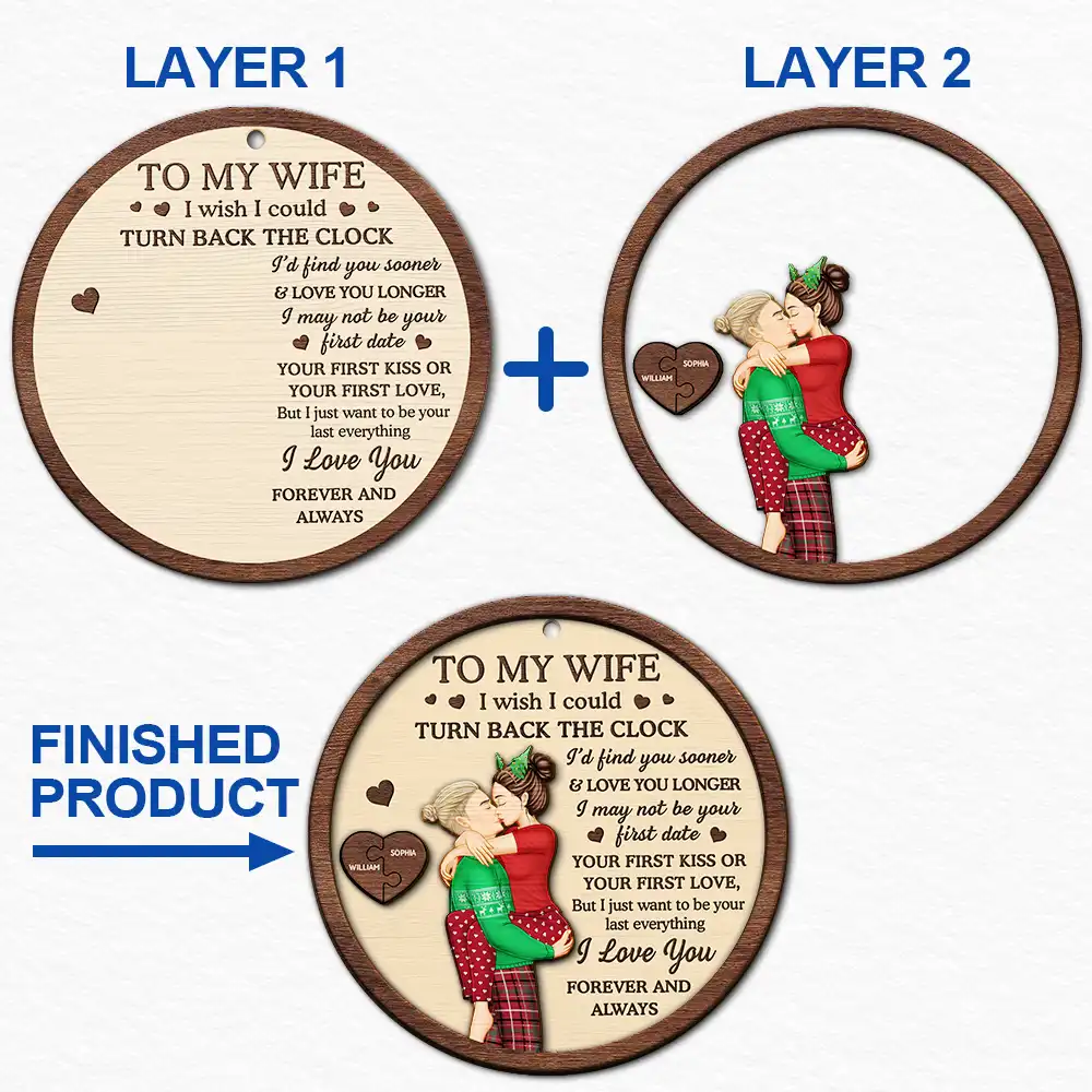 I Wish I Could Turn Back The Clock Couples - Personalized 2-Layered Wooden Ornament - Image 6