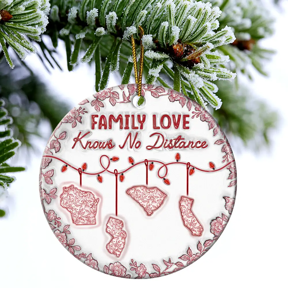 I Wish We Lived Closer 3D Inflated Effect - Personalized Circle Ceramic Ornament - Image 4