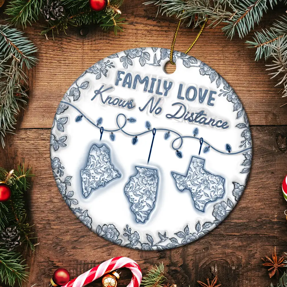 I Wish We Lived Closer 3D Inflated Effect - Personalized Circle Ceramic Ornament - Image 5