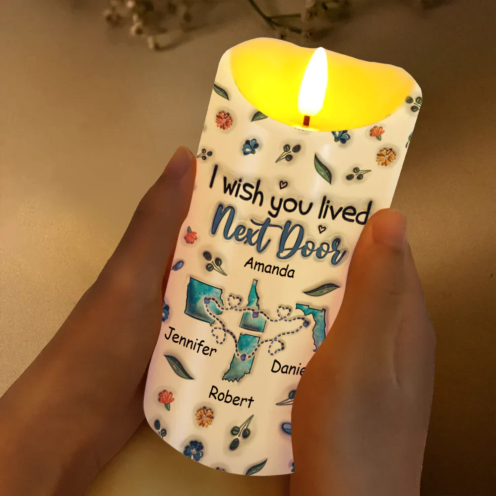I Wish We Lived Closer - 3D Inflated Effect Printed Candle, Personalized Flameless LED Candle - Image 3