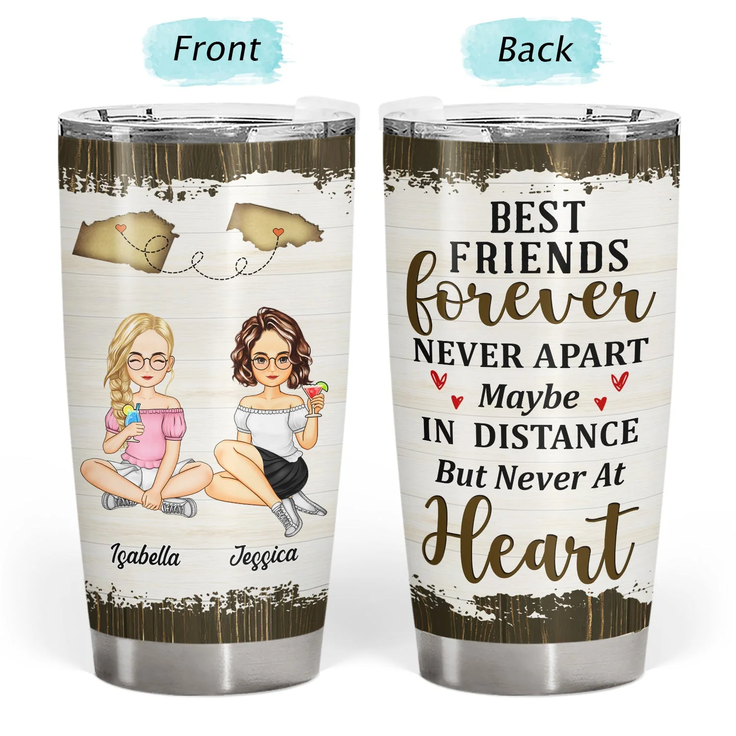 I Wish You Lived Next Door Map - Gift For Besties, Best Friends - Personalized Tumbler - Image 3