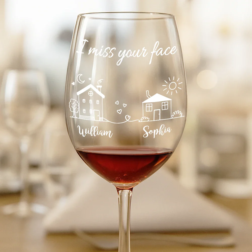 I Wish You Lived Next Door - Personalized Wine Glass - Image 2