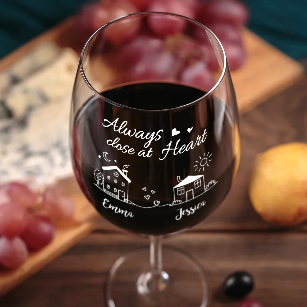 I Wish You Lived Next Door - Personalized Wine Glass - Image 3