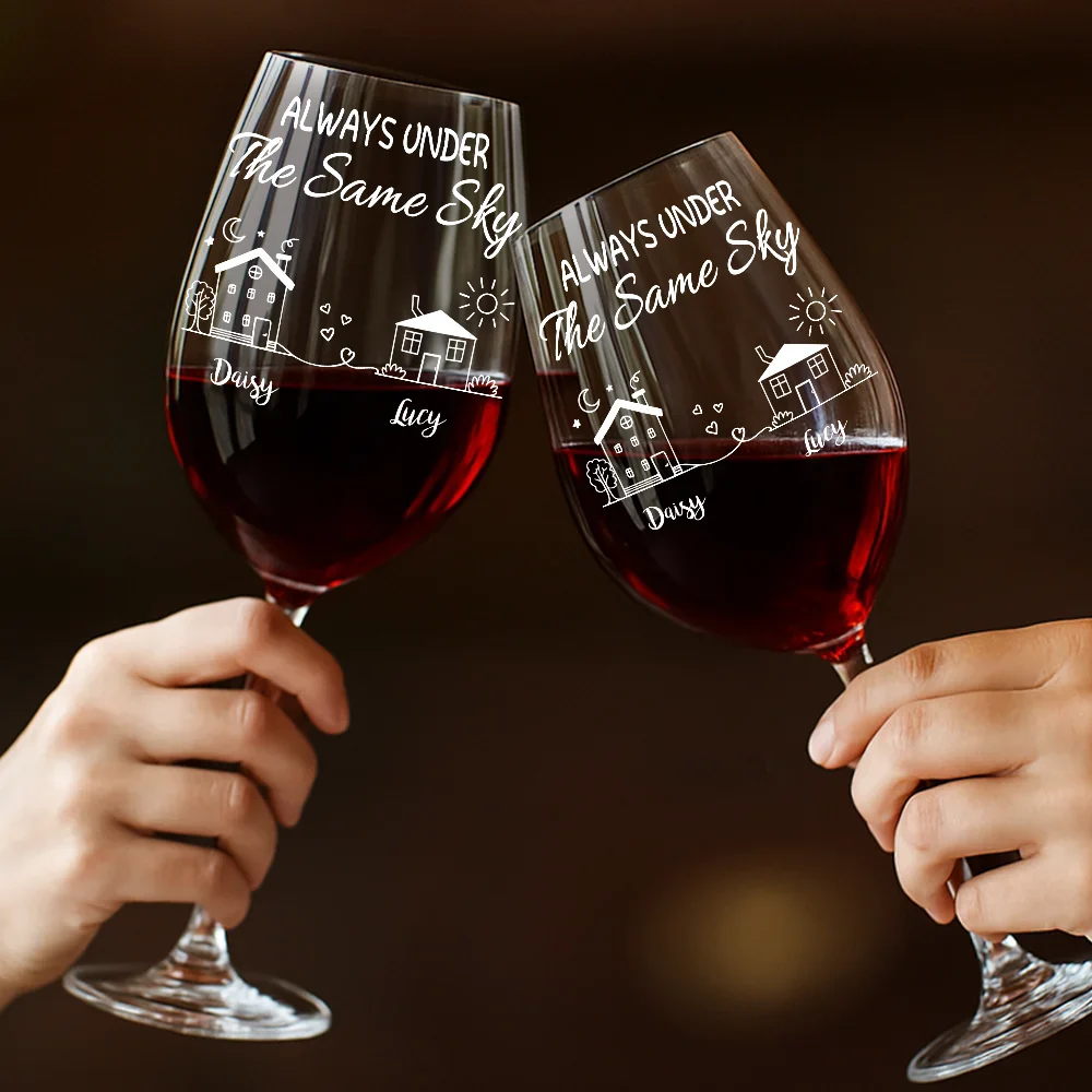 I Wish You Lived Next Door - Personalized Wine Glass - Image 4