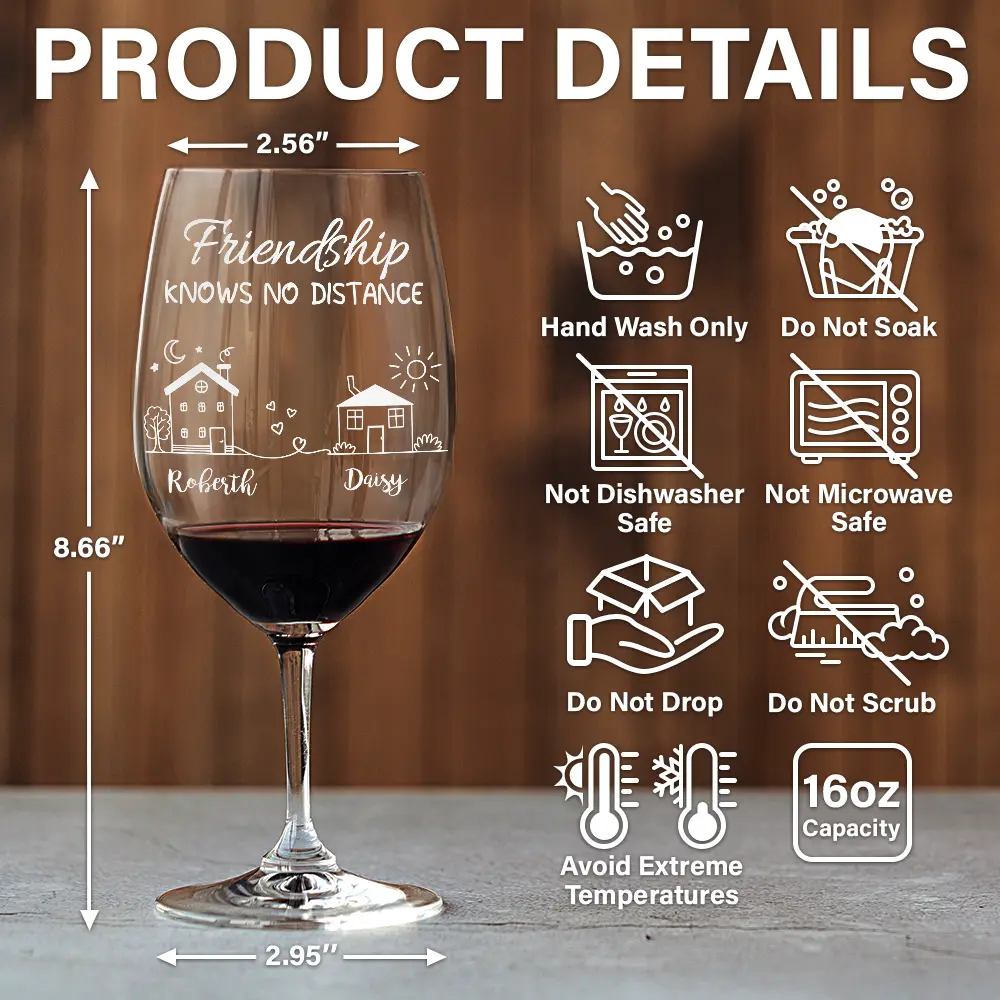 I Wish You Lived Next Door - Personalized Wine Glass - Image 5