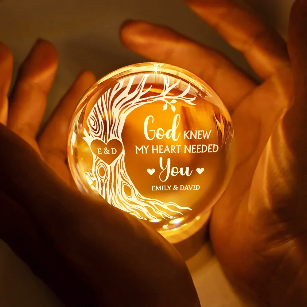 I Wood Marry You All Over Again - Personalized Crystal Globe Lamp - Image 4