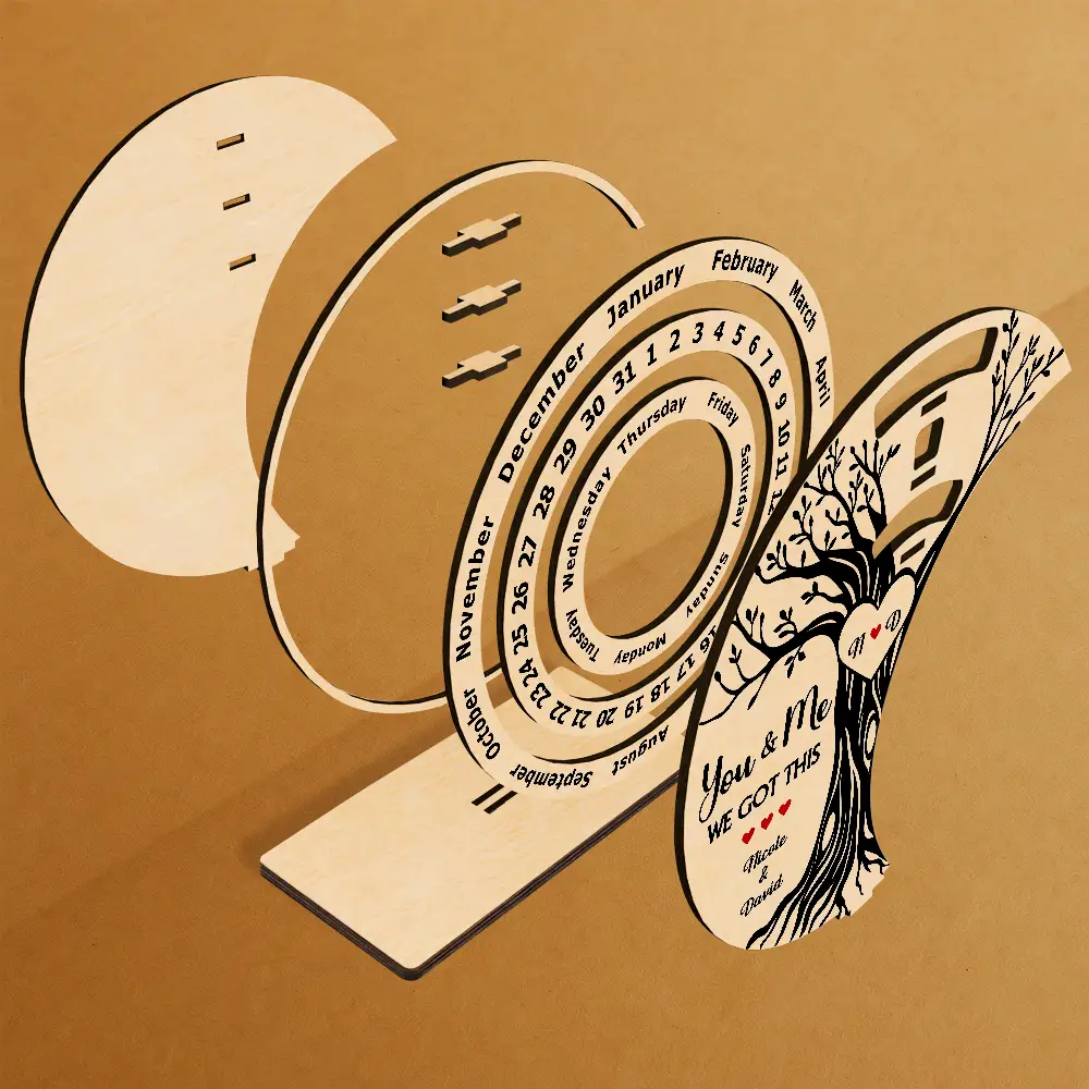 I Wood Marry You All Over Again - Personalized Spinning Perpetual Desk Calendar - Image 2