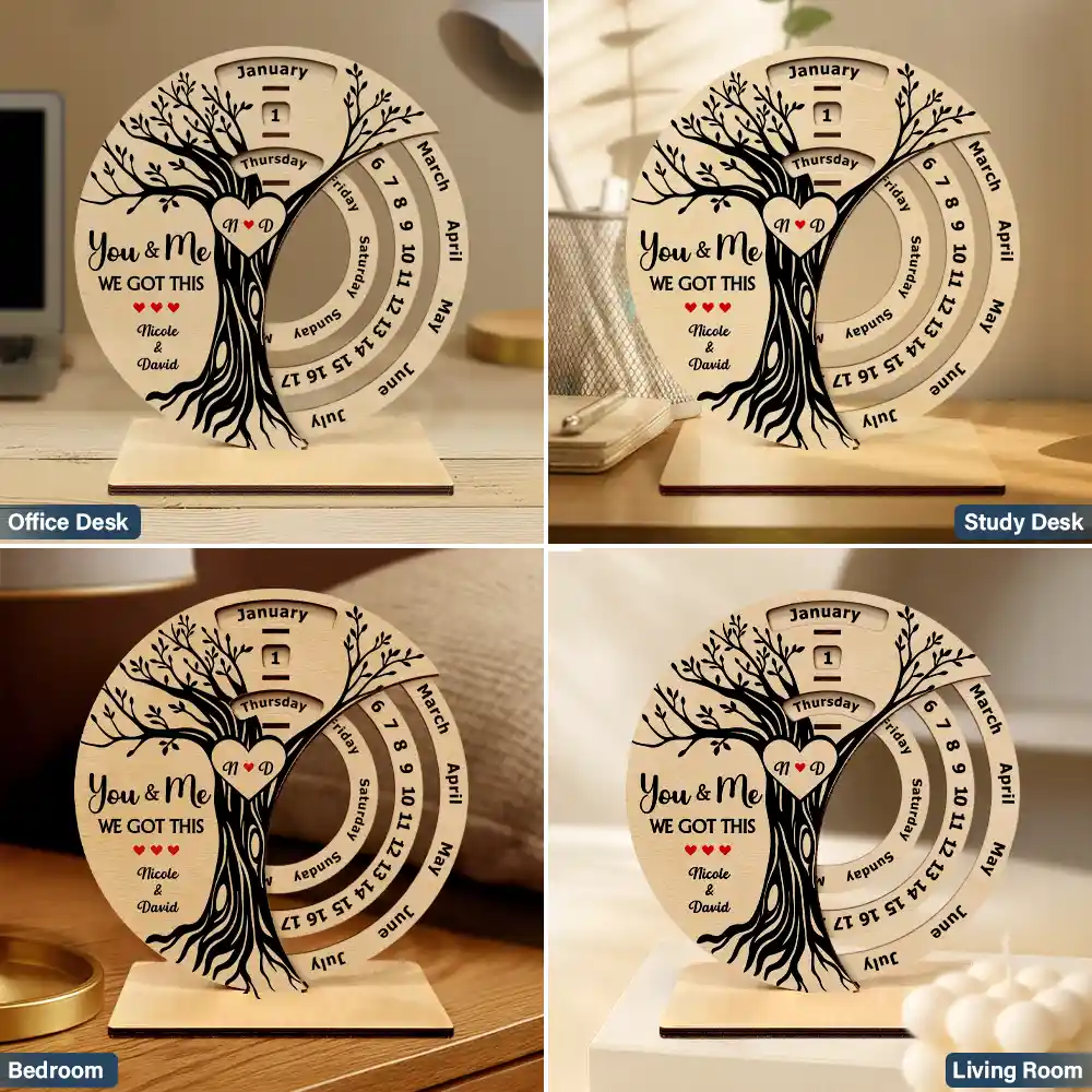 I Wood Marry You All Over Again - Personalized Spinning Perpetual Desk Calendar - Image 6