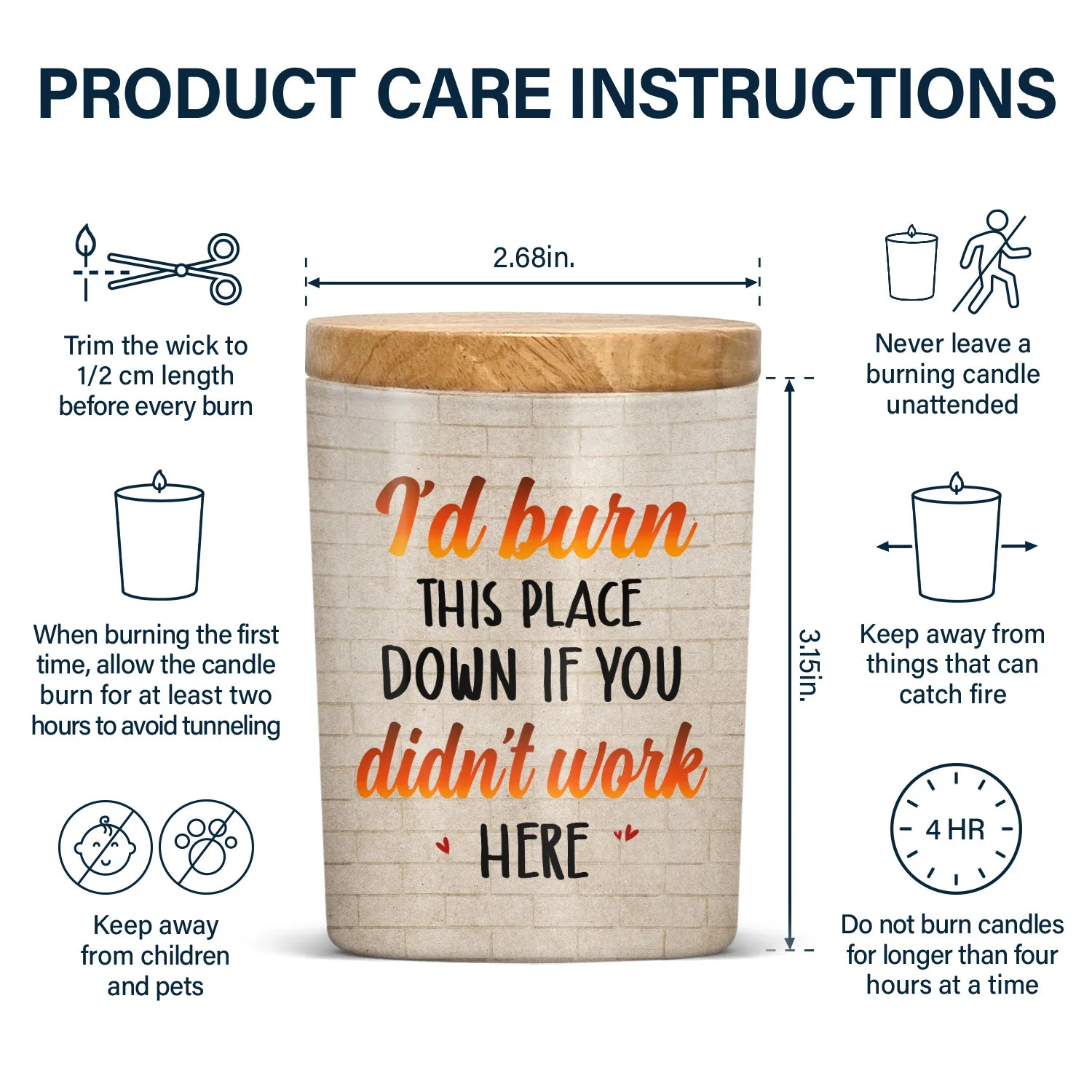 I'd Burn This Place Down If You Didn't Work Here - Gift For Colleagues, Besties, BFF Best Friends - Personalized Scented Candle With Wooden Lid - Image 4
