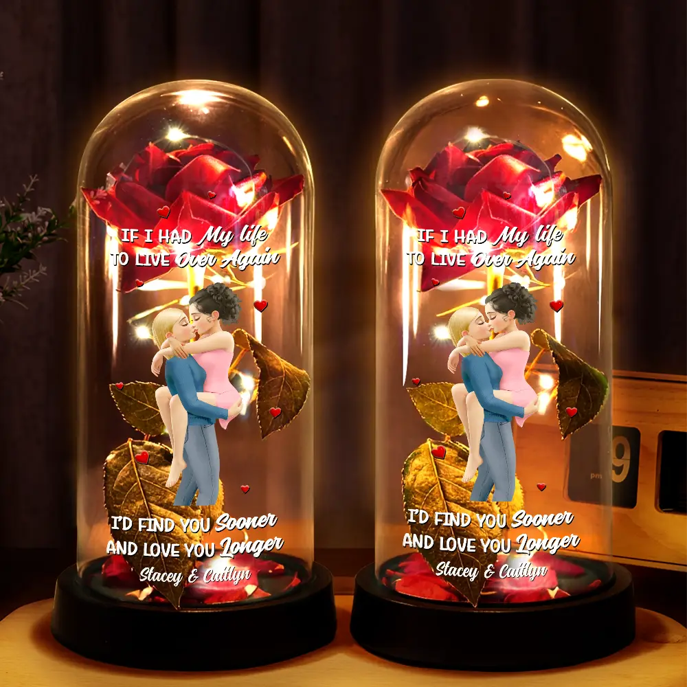 I'd Find You Sooner And Love You Longer - Personalized Everlasting Rose Dome Lamp - Image 2