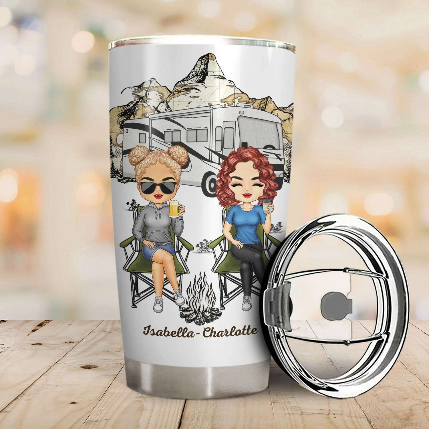 I'd Walk Through Fire For You Sisters - Birthday Gifts For Friends, Besties, Soul Sisters, BFF - Personalized Custom Tumbler - Image 2