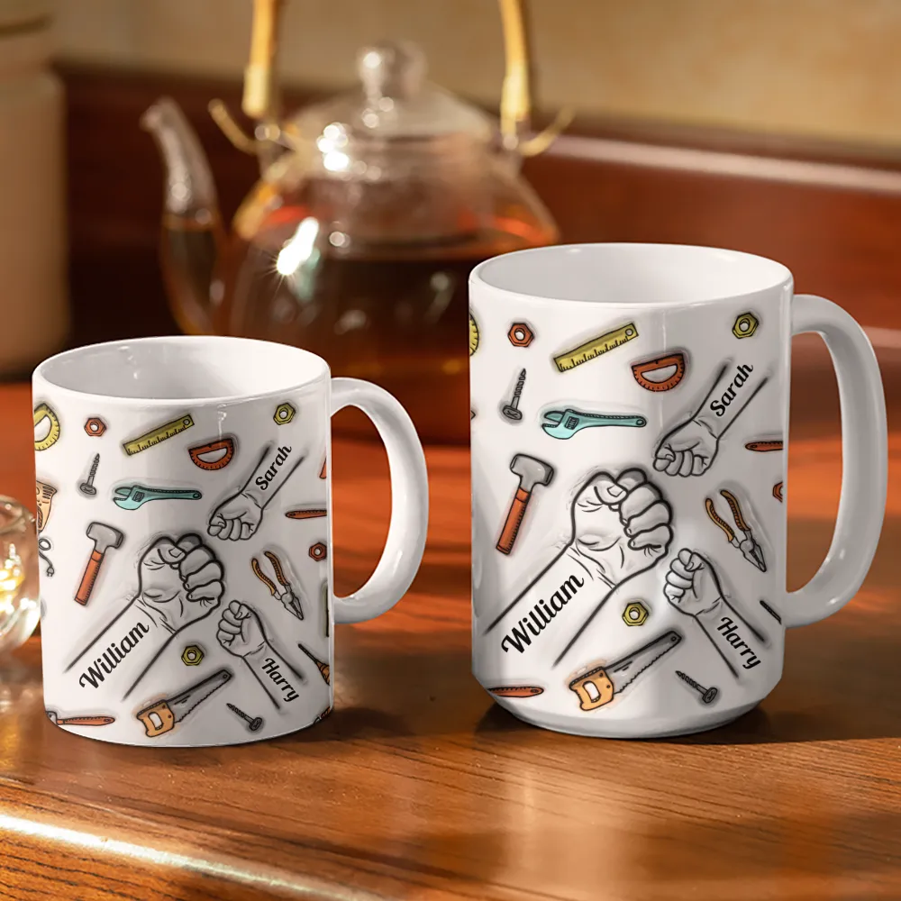If Dad Can't Fix It We're All Screwed - 3D Inflated Effect Printed Mug, Personalized White Edge-to-Edge Mug - Image 3