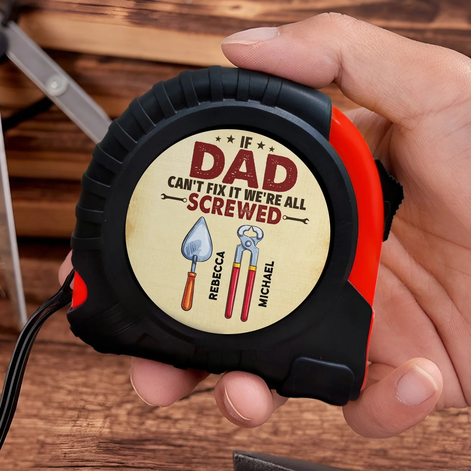 If Dad Can't Fixed It We're All Screwed - Personalized Tape Measure - Image 3
