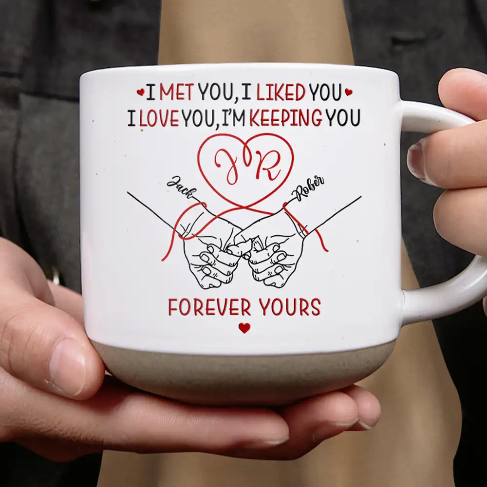 If I Had My Life To Live Over Again Couple Hands - Personalized Pottery Mug - Image 4