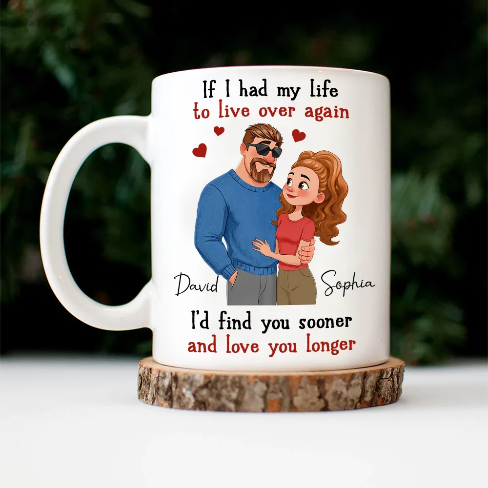 If I Had My Life To Live Over Again Hugging Couple - Personalized Mug - Image 4