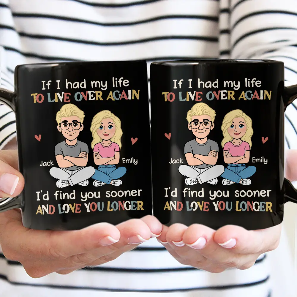 If I Had My Life To Live Over Again Retro Couple - Personalized Mug - Image 3
