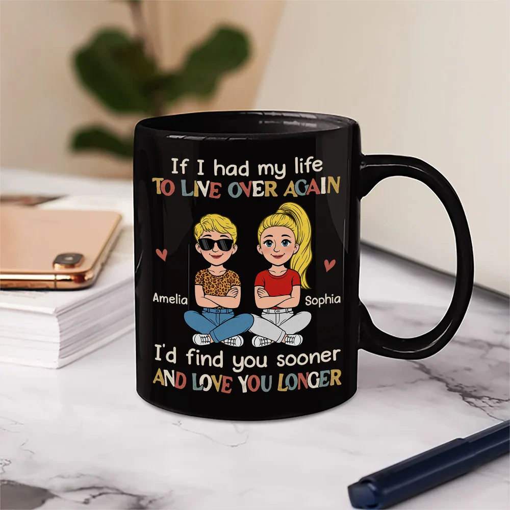 If I Had My Life To Live Over Again Retro Couple - Personalized Mug - Image 5