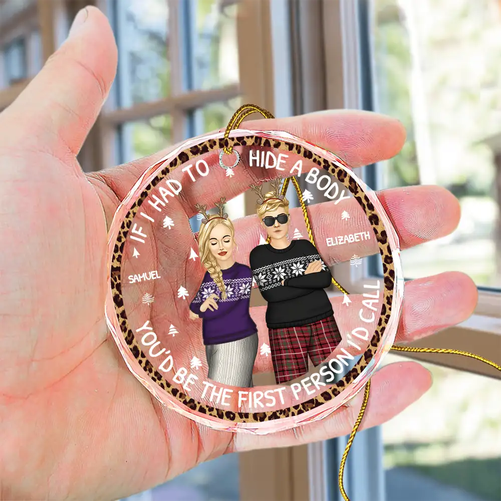 If I Had To Hide A Body Christmas Bestie - Personalized Circle Glass Ornament - Image 4