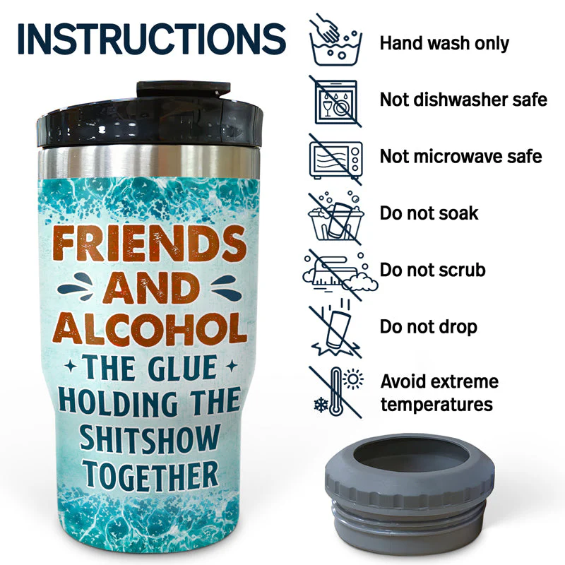 If I'm Drunk It's My Pontoon Friends' Fault Pontooning Bestie Lake Life - Personalized Custom Triple 3 In 1 Can Cooler - Image 5