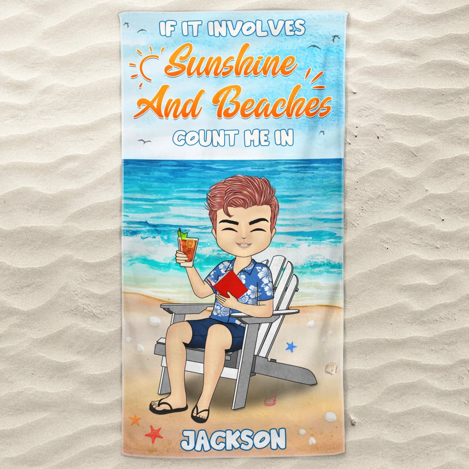 If It Involves Sunshine And Beaches Count Me In - Personalized Custom Beach Towel - Image 3
