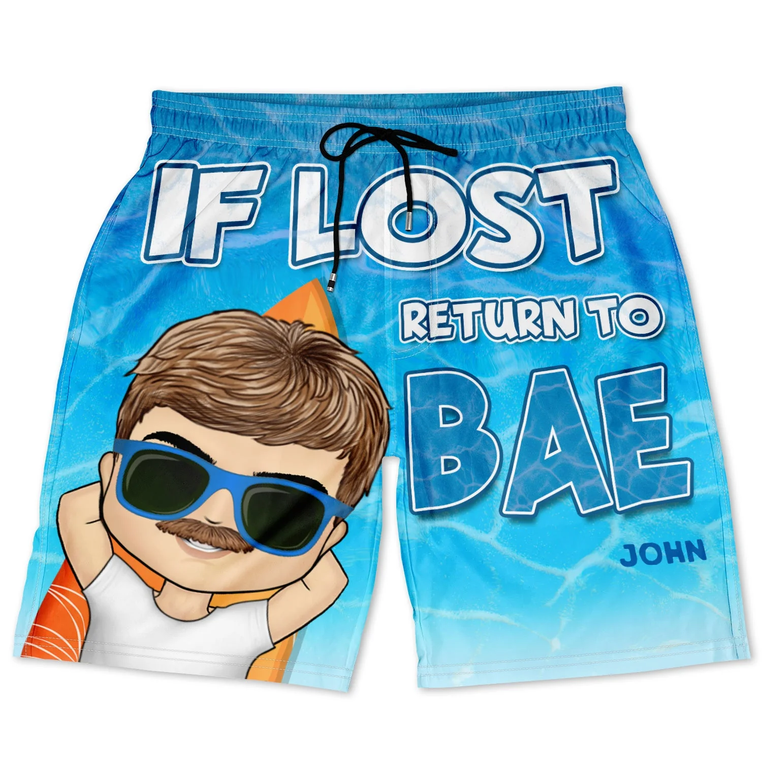 If Lost Return To Bae Summer Beach Vibe - Gift For Spouse, Lover, Husband, Wife, Boyfriend, Girlfriend - Personalized Custom Couple Beach Shorts - Image 3