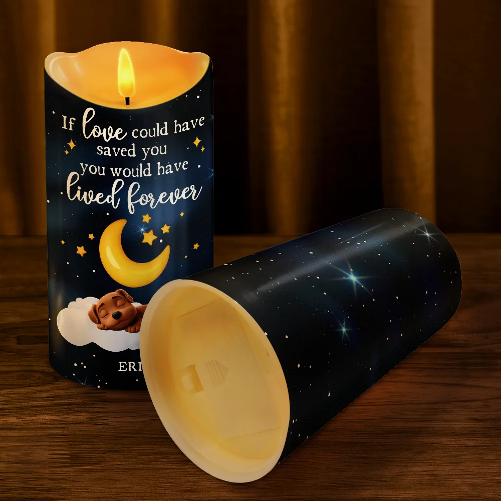 If Love Could Have Saved You Memorial Dog Sleeping - Personalized Flameless LED Candle - Image 4