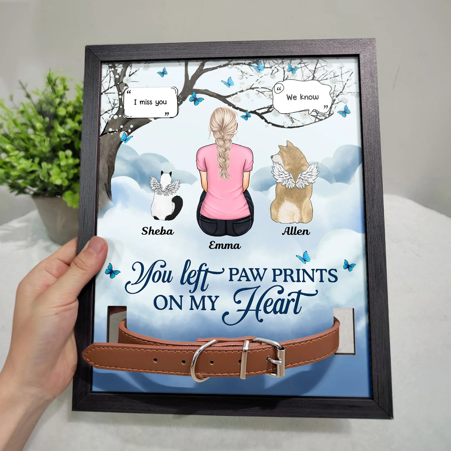 If Love Could Have Saved You - Memorial, Sympathy Gift For Dog Owners, Cat Lovers - Personalized Rectangle Pet Loss Sign, Collar Frame - Image 3