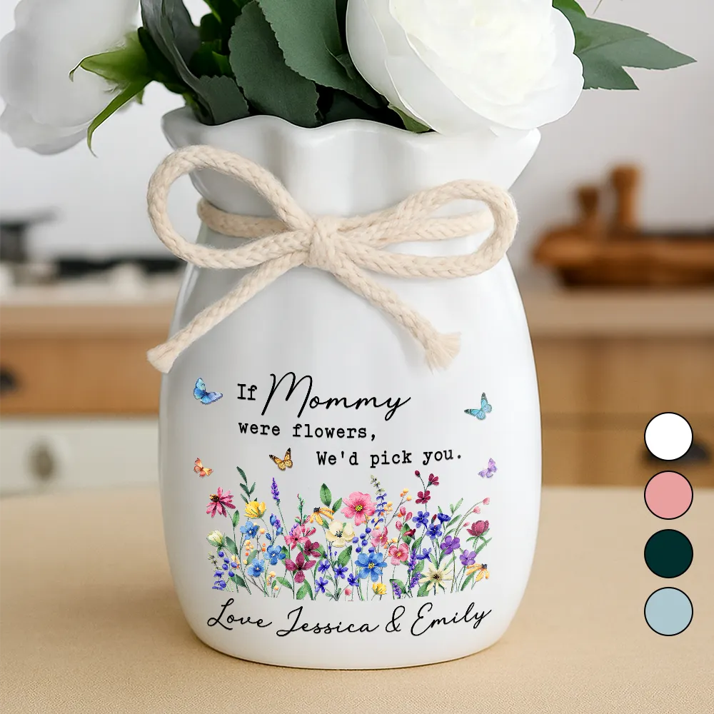 If Nanas Mommy Were Flowers I'd Pick You - Personalized Ribbon Tie Flower Vase - Image 2