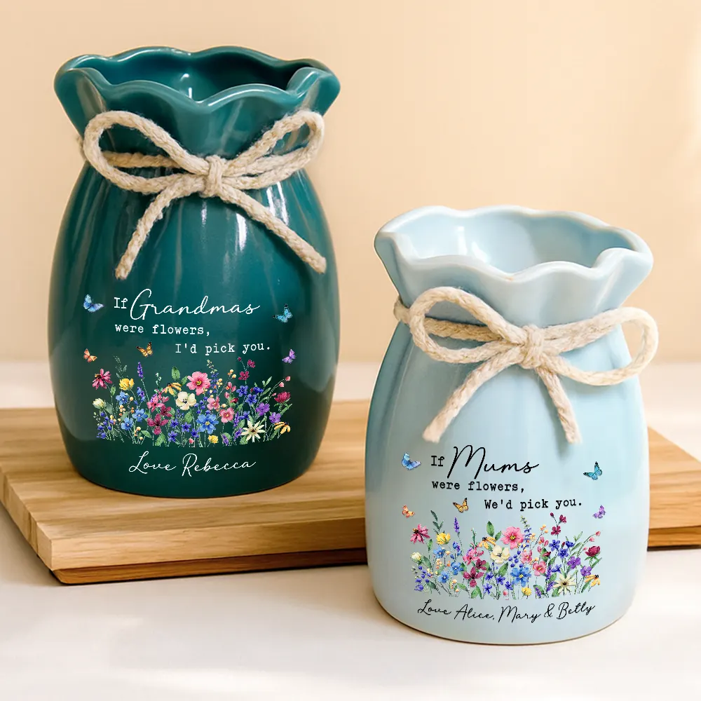 If Nanas Mommy Were Flowers I'd Pick You - Personalized Ribbon Tie Flower Vase - Image 4