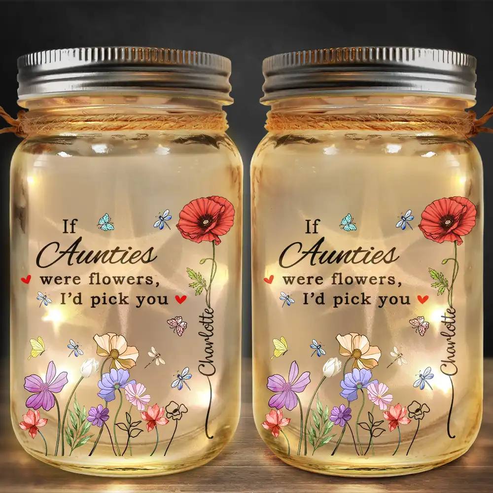 If Nanas Were Flowers I'd Pick You Birth Month Flower - Personalized Mason Jar Light - Image 2