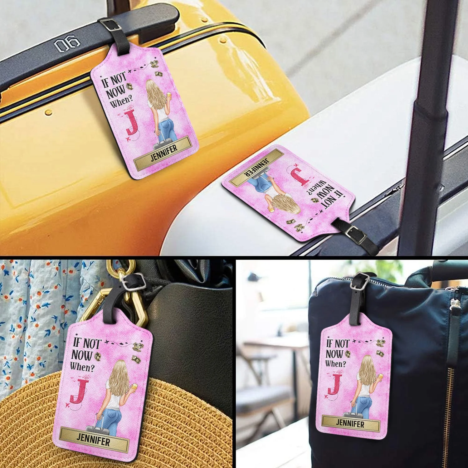 If Not Now When - Gift For Travelers, Traveling Lovers, Him, Her - Personalized Luggage Tag - Image 3