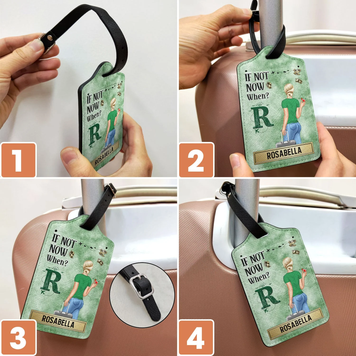If Not Now When - Gift For Travelers, Traveling Lovers, Him, Her - Personalized Luggage Tag - Image 6