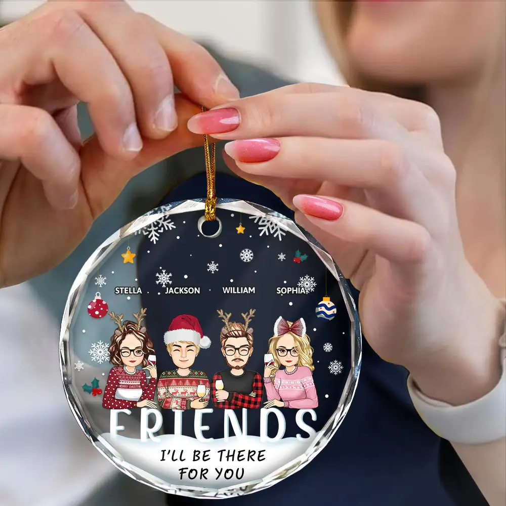 I'll Be There For You Besties, Siblings - Personalized Circle Glass Ornament - Image 4