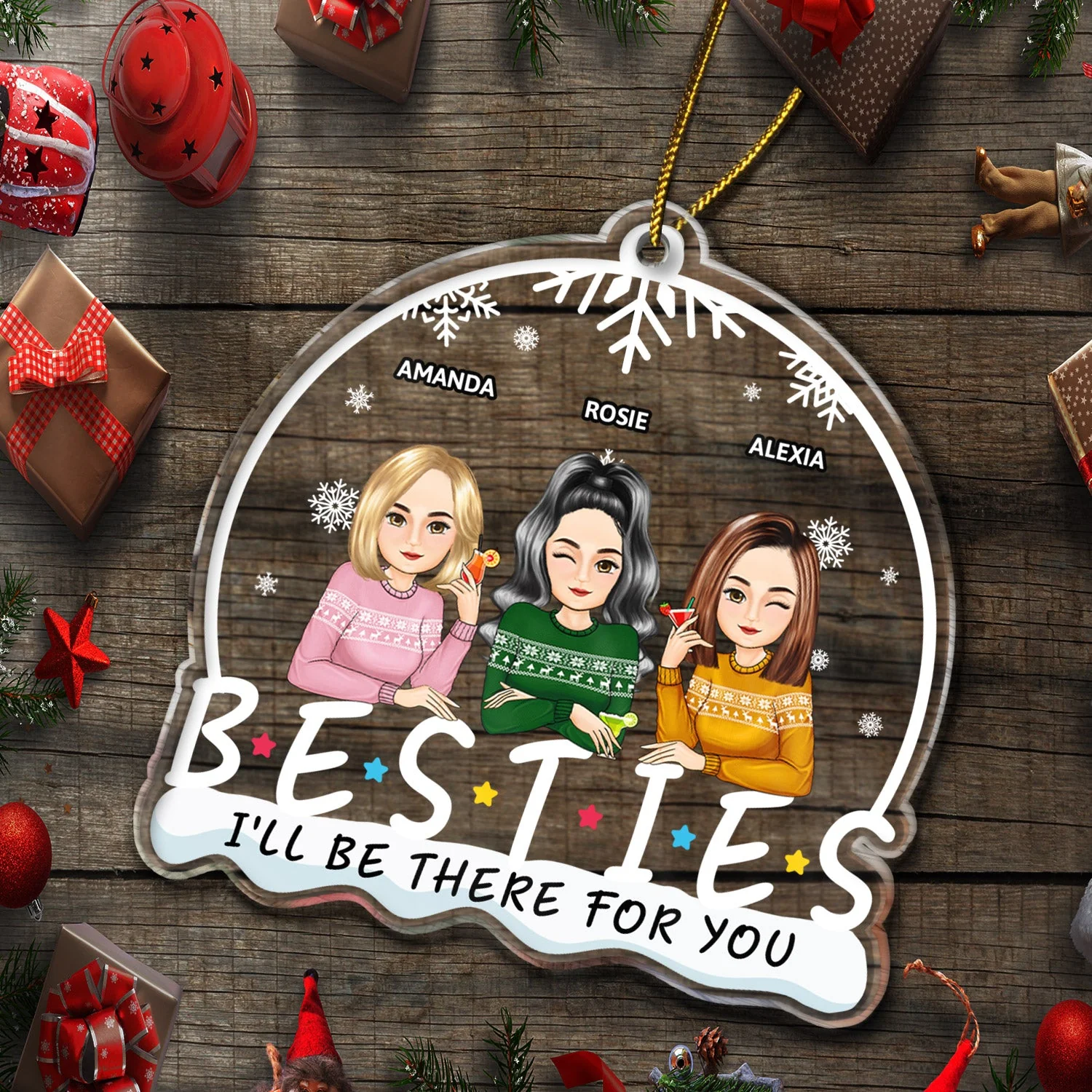I'll Be There For You - Christmas Gift For Bestie, Sister - Personalized Custom Shaped Acrylic Ornament - Image 5